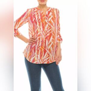 Zac‎ & Rachel Button Sleeve Crepe Chiffon Blouse